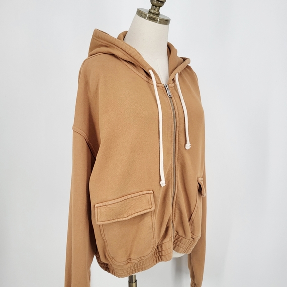 aerie Tops - Aerie Zip UP Hood Sweatshirt Cargo Pockets Burnt Orange Size XL